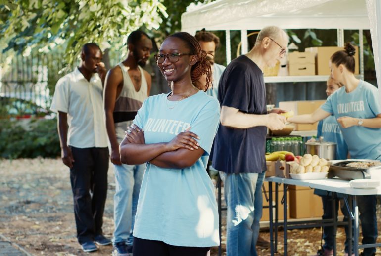 Woman attending a hunger relief event